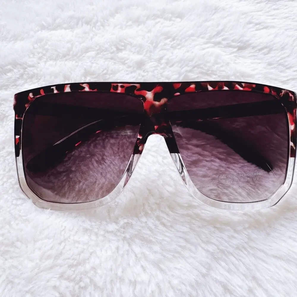 Kira Tortoise Brown & Clear Oversized Sunglasses
